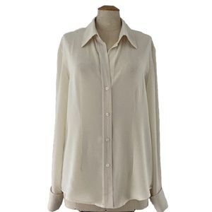 NEW YORK & COMPANY cream button down w/ French cuffs and pointed collar. L